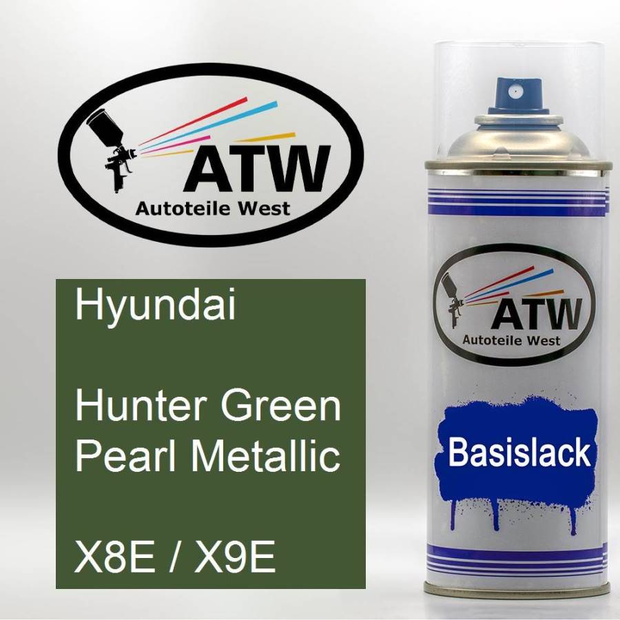 Hyundai, Hunter Green Pearl Metallic, X8E / X9E: 400ml Sprühdose, von ATW Autoteile West.